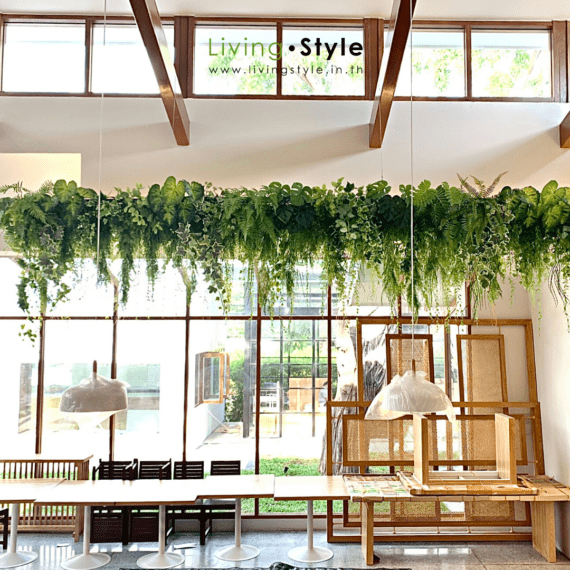 สวนแขวน สวนฝ้าเพดาน ตกแต่งสถานที่ ตกแต่งร้านกาแฟ %%sep%% Livingstyle แจกันดอกไม้ ดอกไม้ปลอม ต้นไม้ปลอม ต้นไม้ประดิษฐ์ สวนแนวตั้ง สวนหย่อม จัดสวน