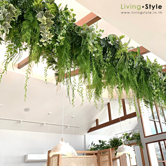 สวนแขวน สวนฝ้าเพดาน ตกแต่งสถานที่ ตกแต่งร้านกาแฟ %%sep%% Livingstyle แจกันดอกไม้ ดอกไม้ปลอม ต้นไม้ปลอม ต้นไม้ประดิษฐ์ สวนแนวตั้ง สวนหย่อม จัดสวน